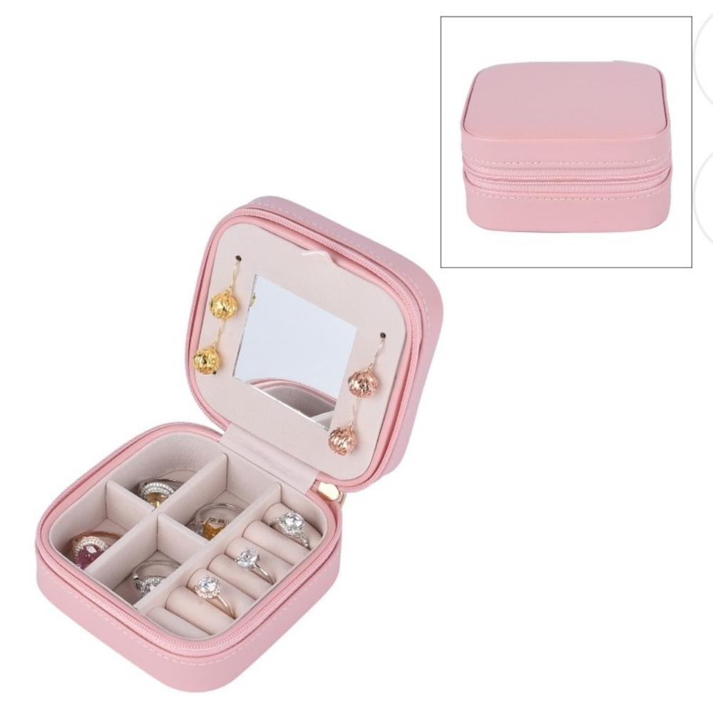NWT Pink Faux Leather Small Jewelry Box